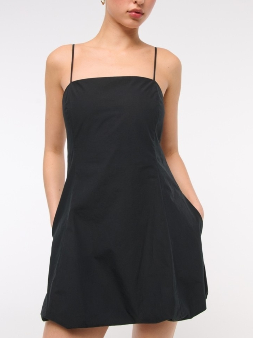 NWT Abercrombie & Fitch Square-neck Bubble Hem Mini Dress In Black - M